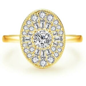 Elegant Gold and Silver Women's Ring Sterling Silver Size 4.5